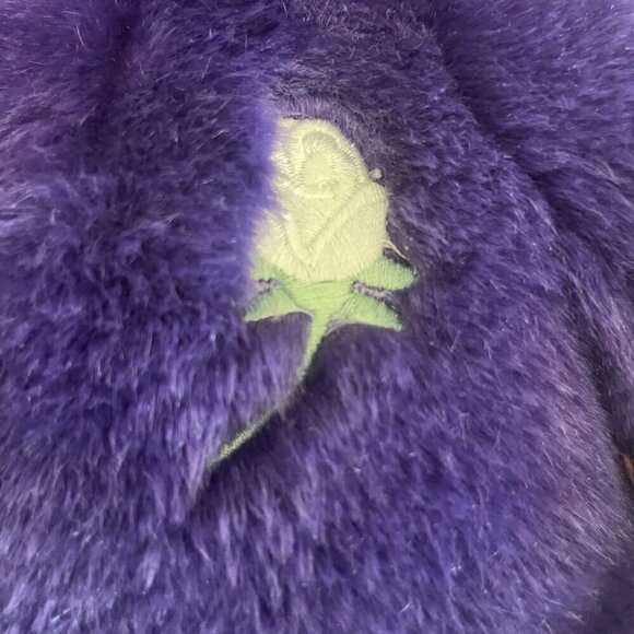 1998 Ty Beanie Babies Purple  Bear w/White Rose Beanbag Plush 14" No Tag! - Picture 2 of 5
